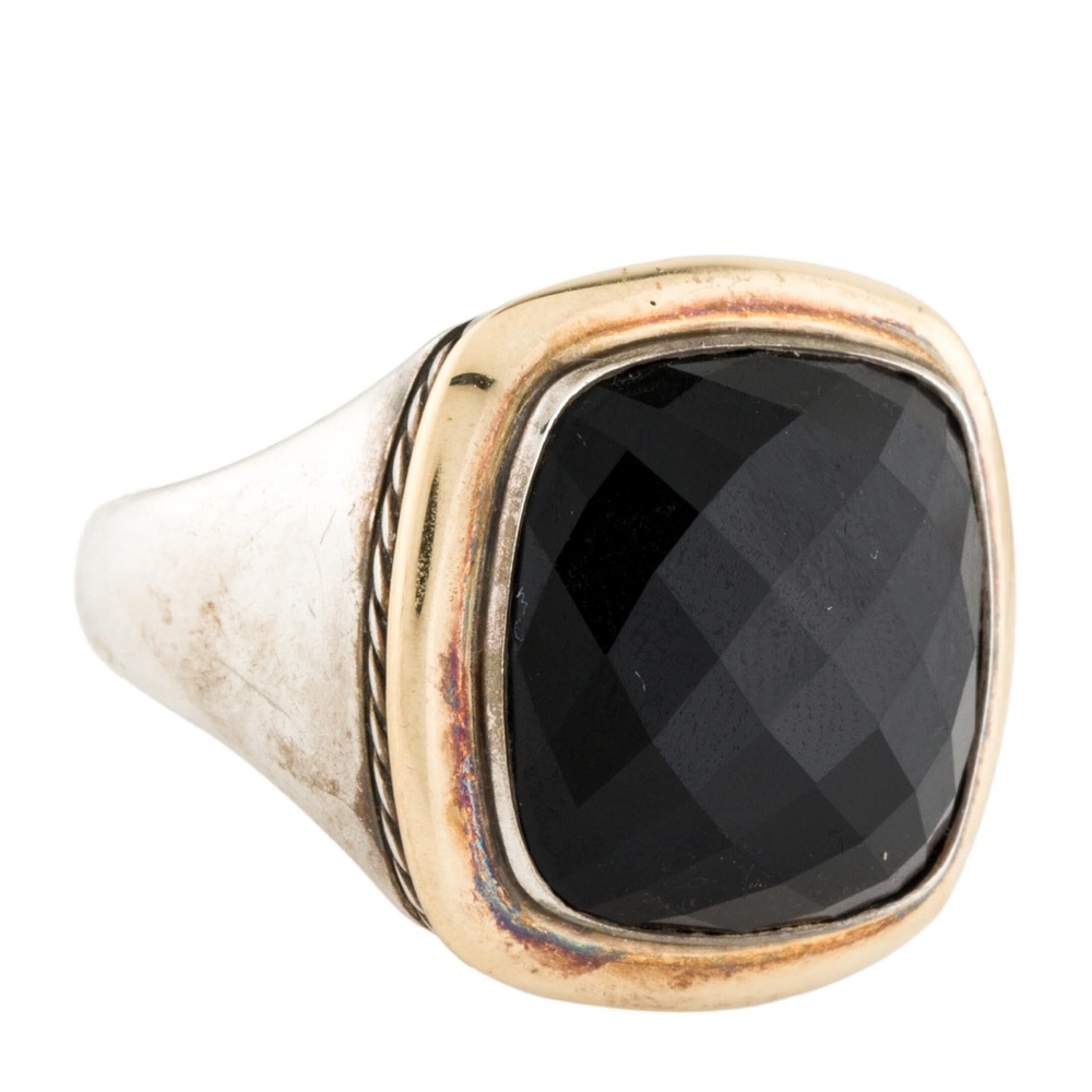 David yurman onyx cocktail ring 18k gold sterling silver